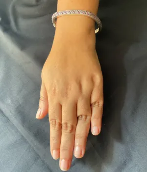 The Sparkly Red Silver Marcasite Openable Bracelet (Free Size)
