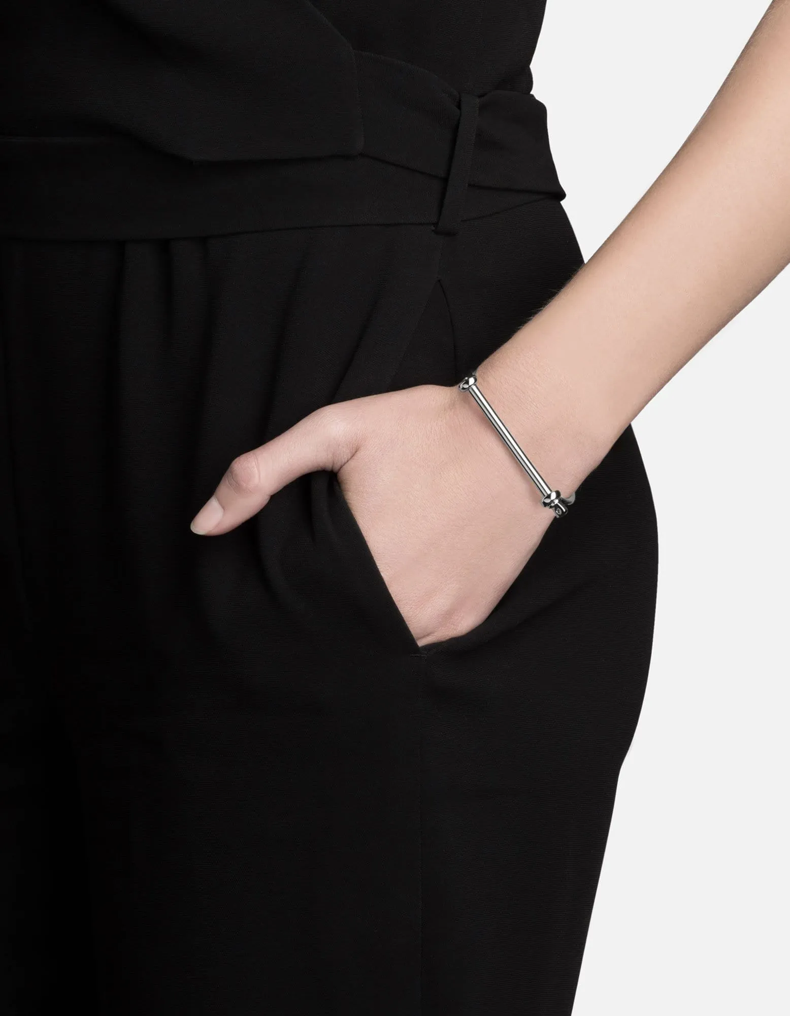 Thin Screw Cuff, Sterling Silver