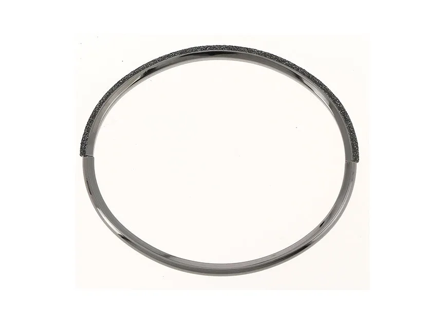 Thin Titanium and Ruthenium Plated Sterling Silver "Polvere" Bangle Bracelet