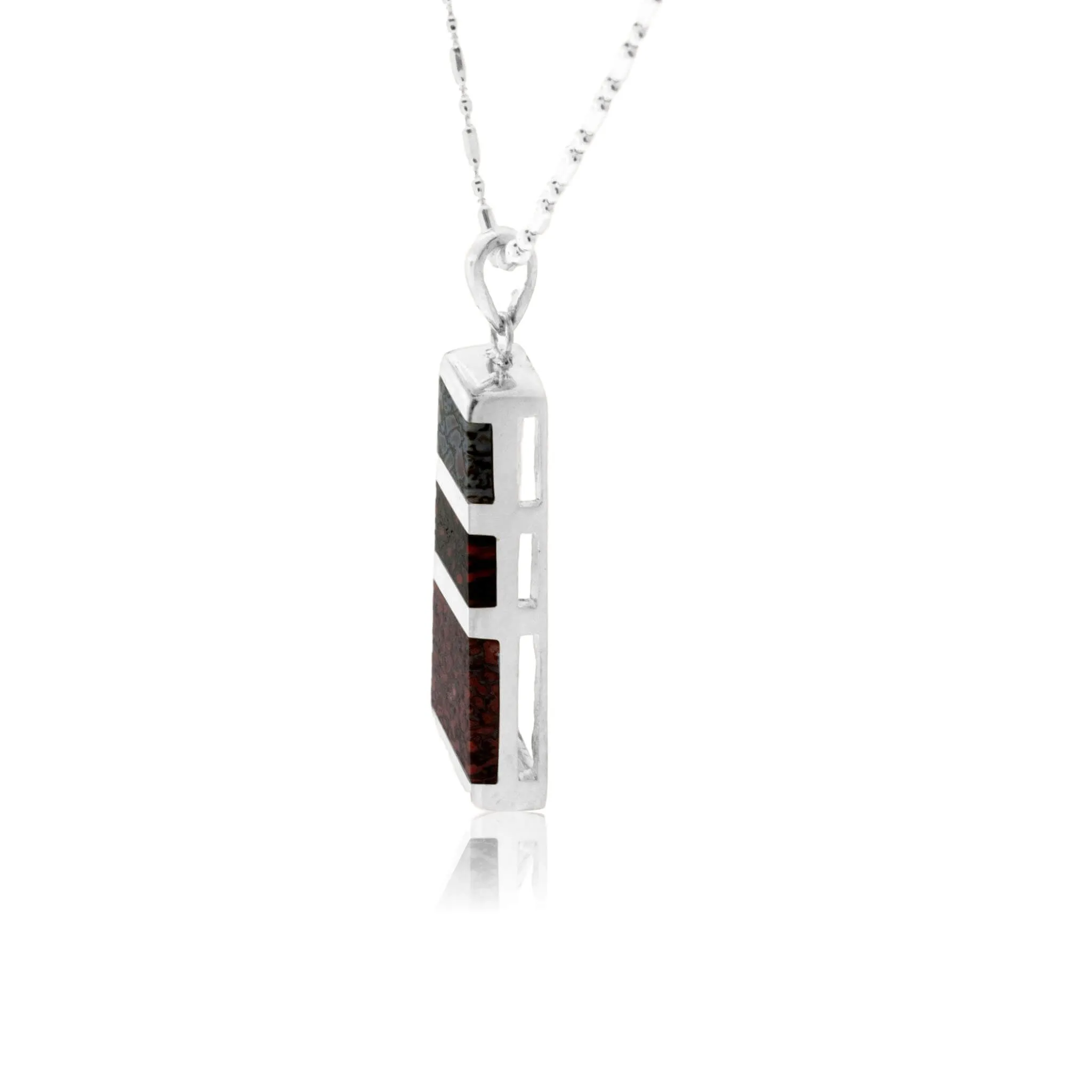 Three Color Dinosaur Bone Inlay Pendant