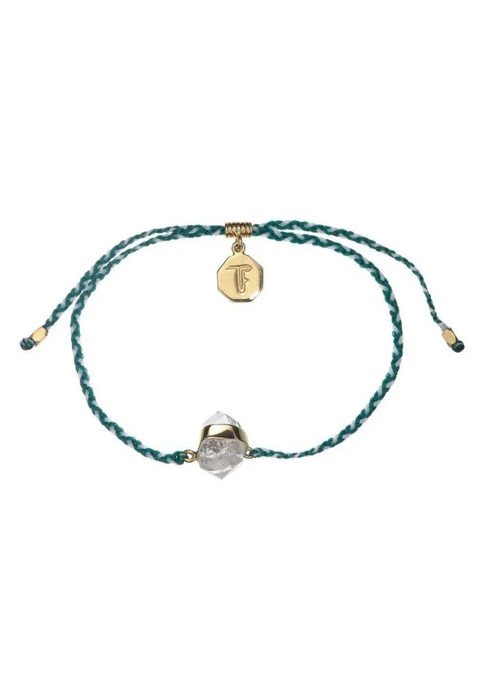 Tiger Frame Diamond Quartz Crystal Gold Bracelet- Green/White