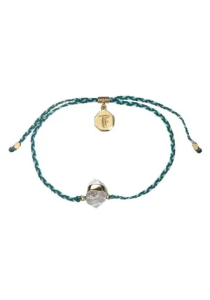 Tiger Frame Diamond Quartz Crystal Gold Bracelet- Green/White