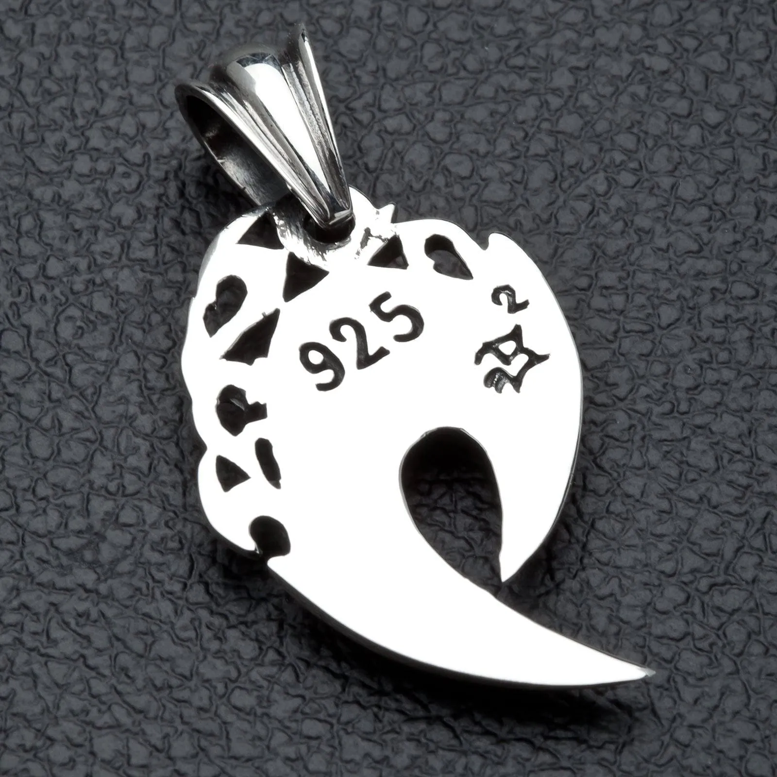 Tribal Fang Fishhook Sterling Silver Biker Pendant