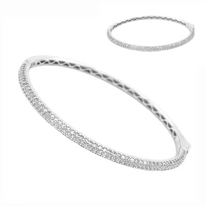 Triple row Bangle Bracelet Silver 925 with Cubic Zirconia