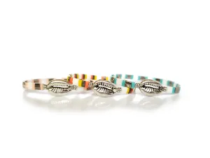 Tropical Cowrie Shell Stretch Bracelet Set Of 3