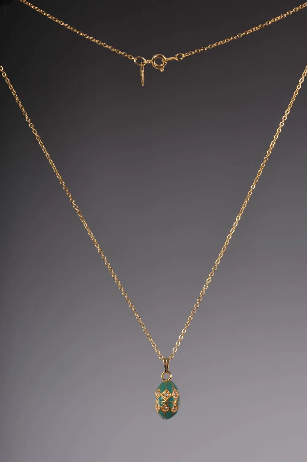 Turquoise & Gold Egg Pendant Necklace