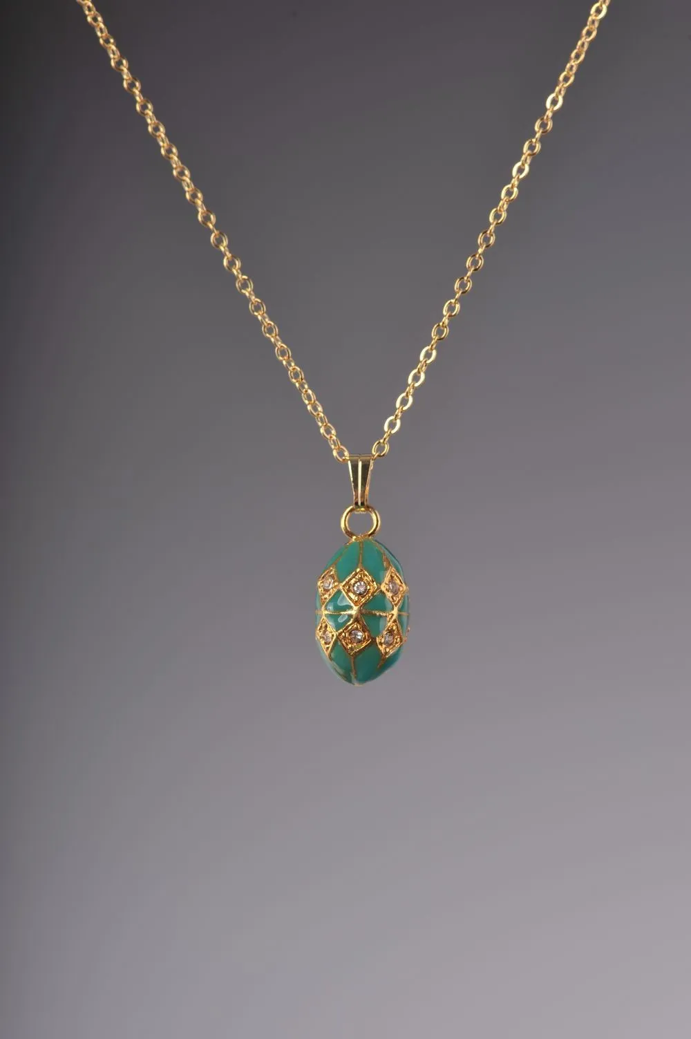 Turquoise & Gold Egg Pendant Necklace