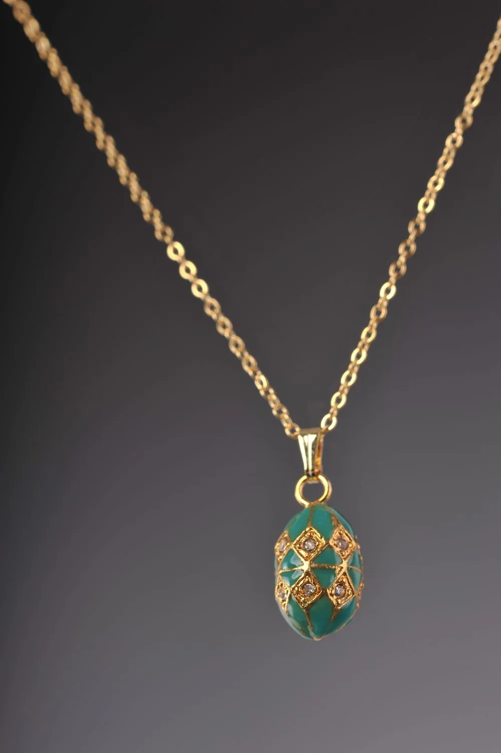 Turquoise & Gold Egg Pendant Necklace