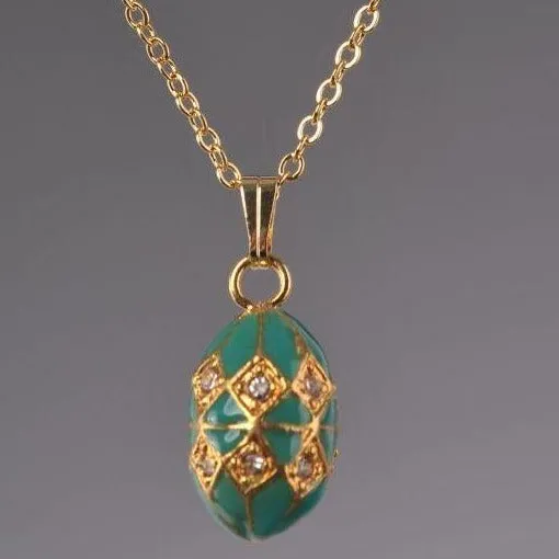 Turquoise & Gold Egg Pendant Necklace