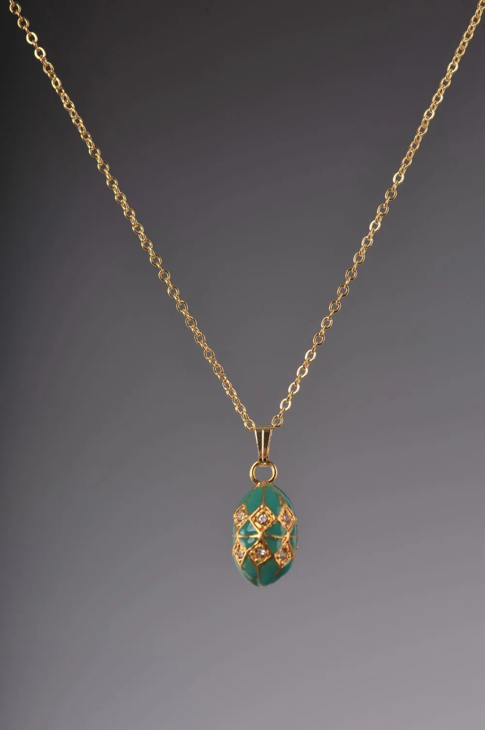 Turquoise & Gold Egg Pendant Necklace