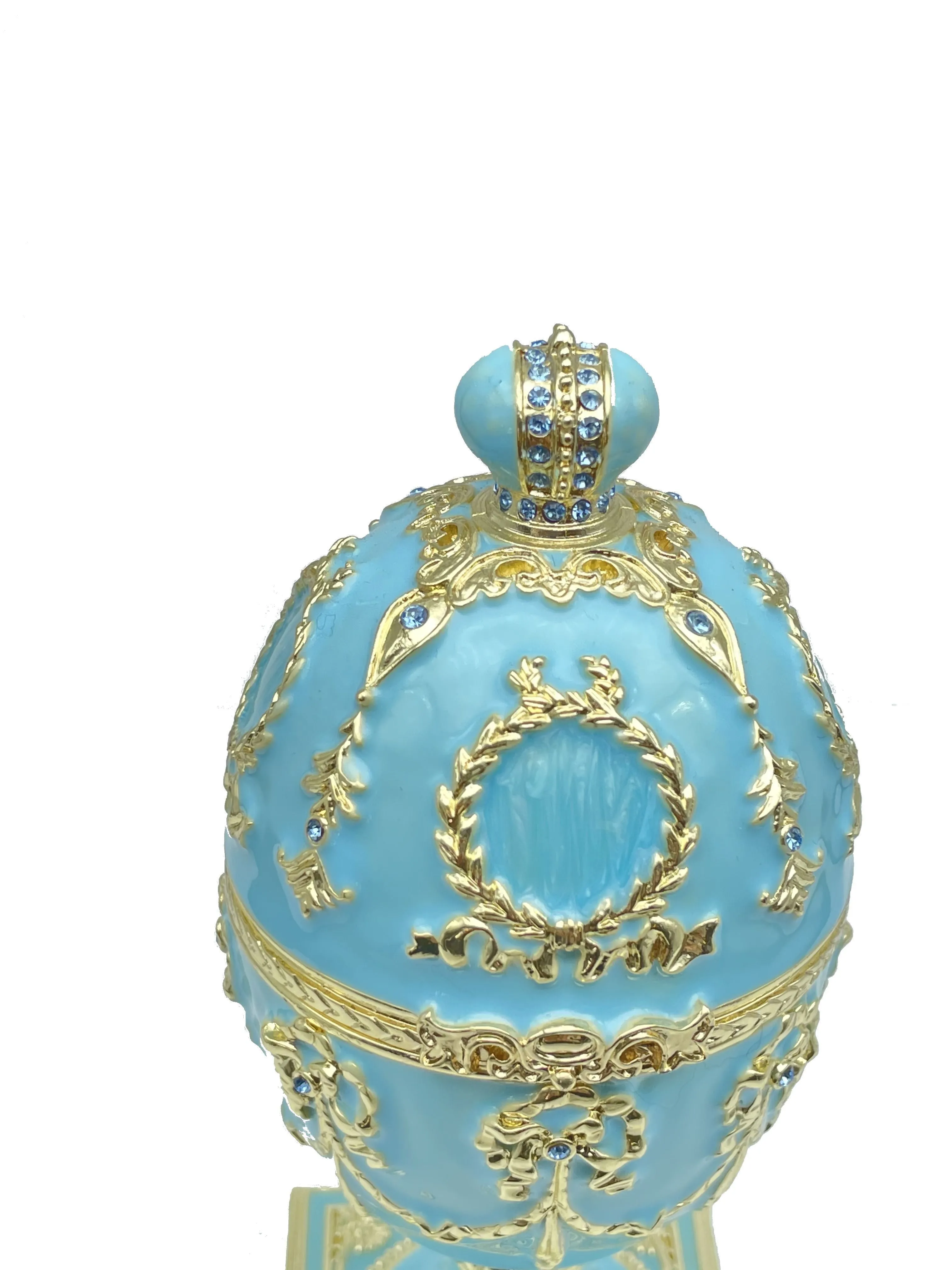 Turquoise Faberge Egg with Swan Inside