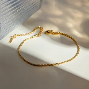Twisted Gold-Plated Stainless Steel Ankle Bracelet