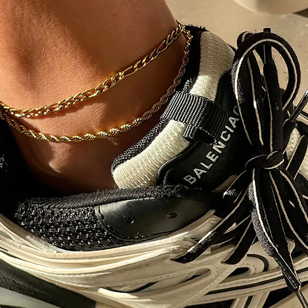 Twisted Gold-Plated Stainless Steel Ankle Bracelet