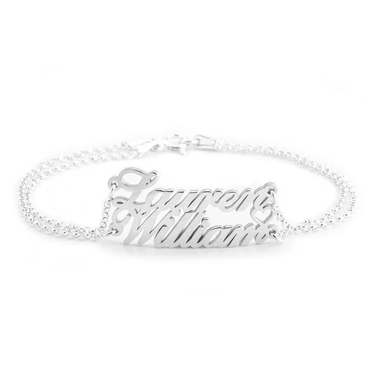 Two Name Bracelet With Heart