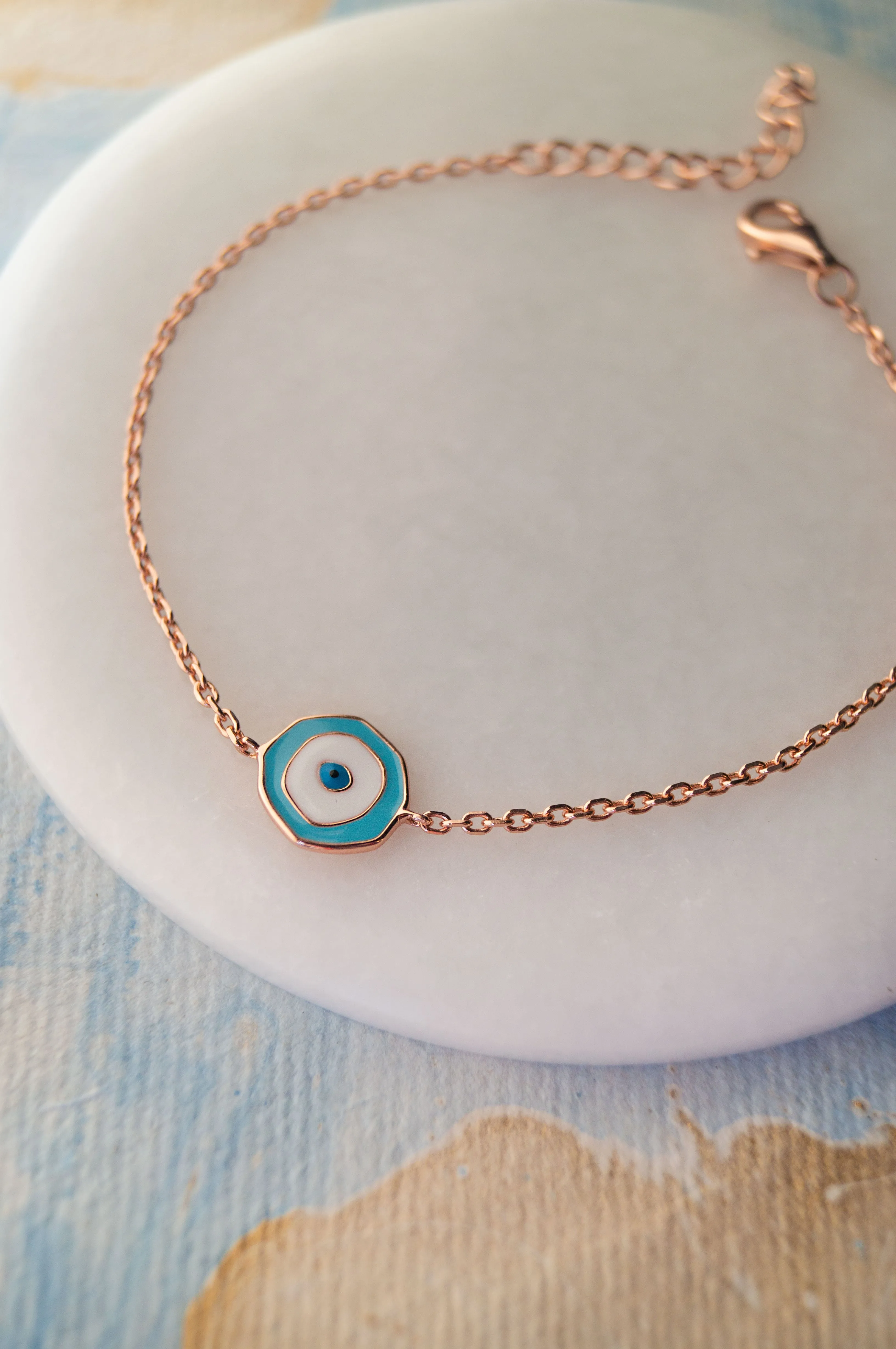 Unconventional Evil Eye Sterling Silver Chain Bracelet