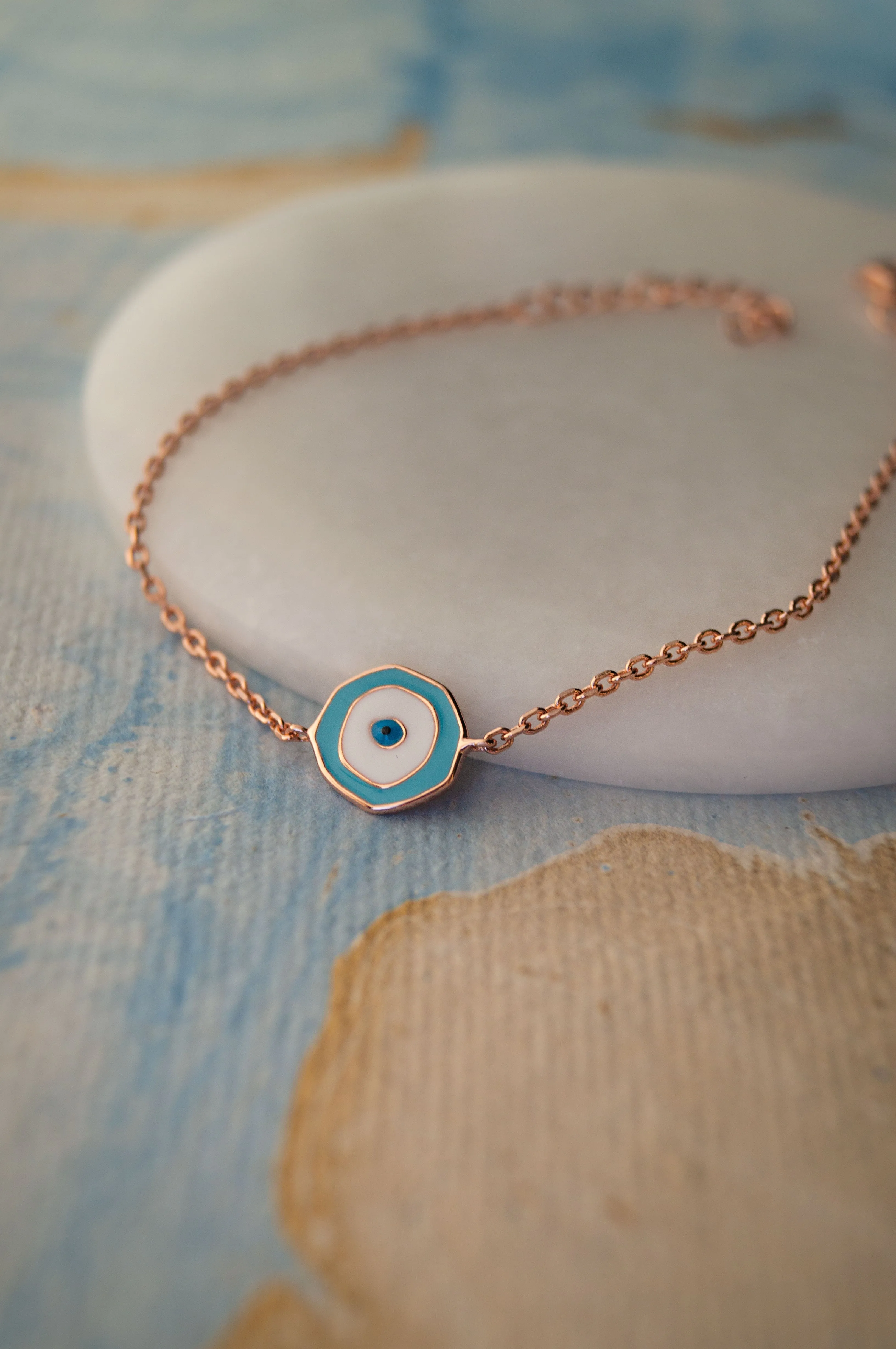 Unconventional Evil Eye Sterling Silver Chain Bracelet