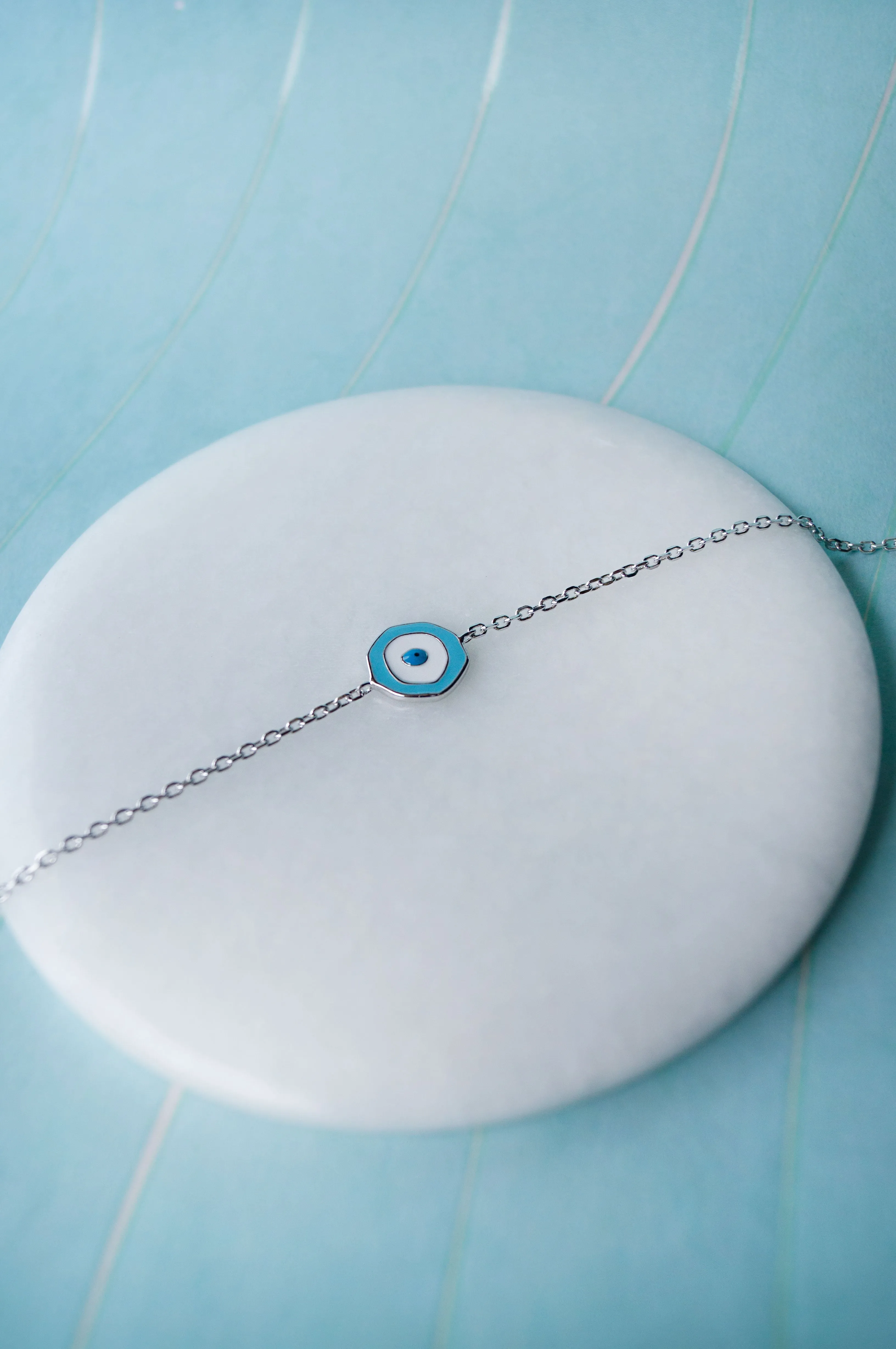 Unconventional Evil Eye Sterling Silver Chain Bracelet