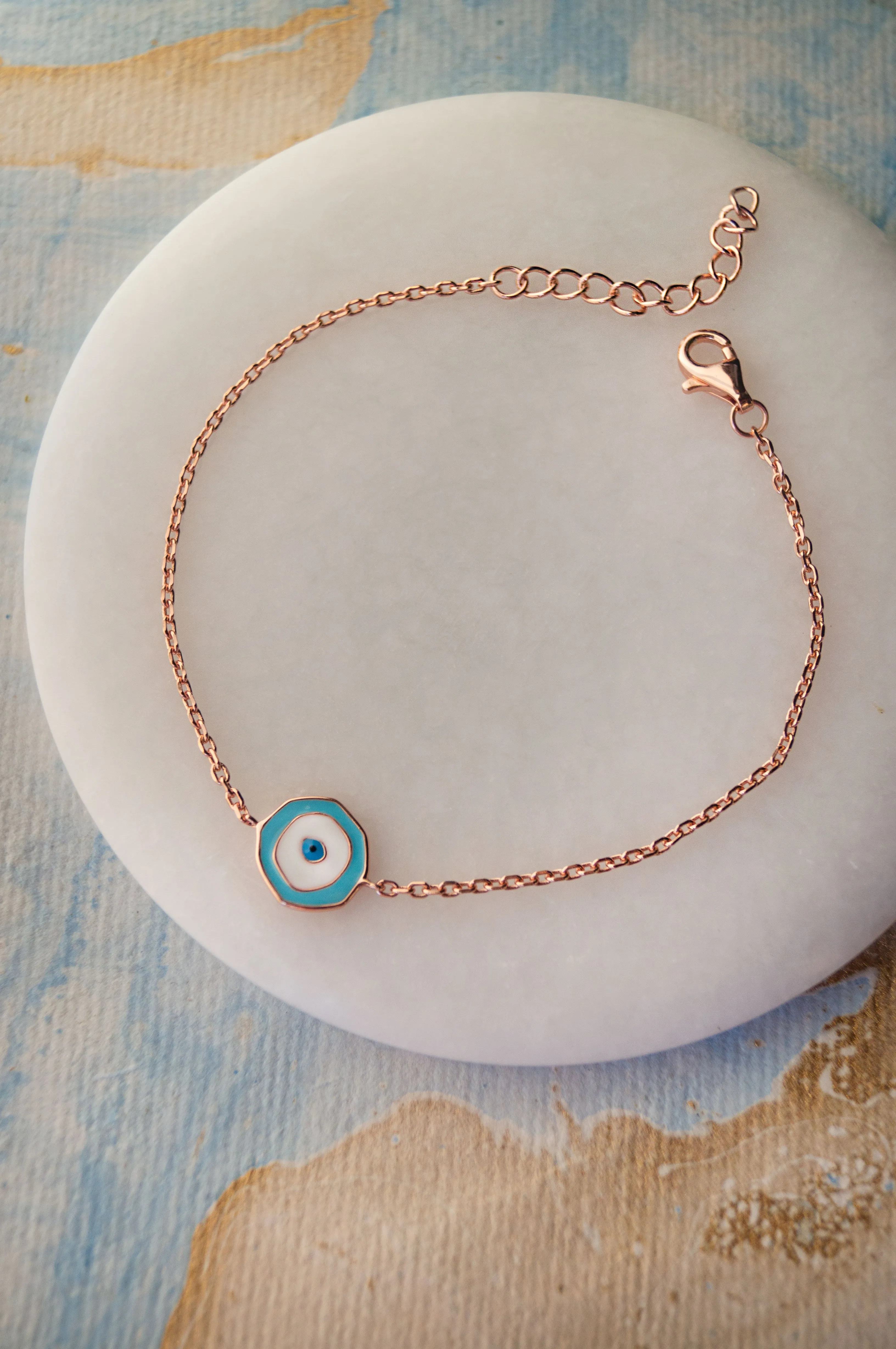 Unconventional Evil Eye Sterling Silver Chain Bracelet