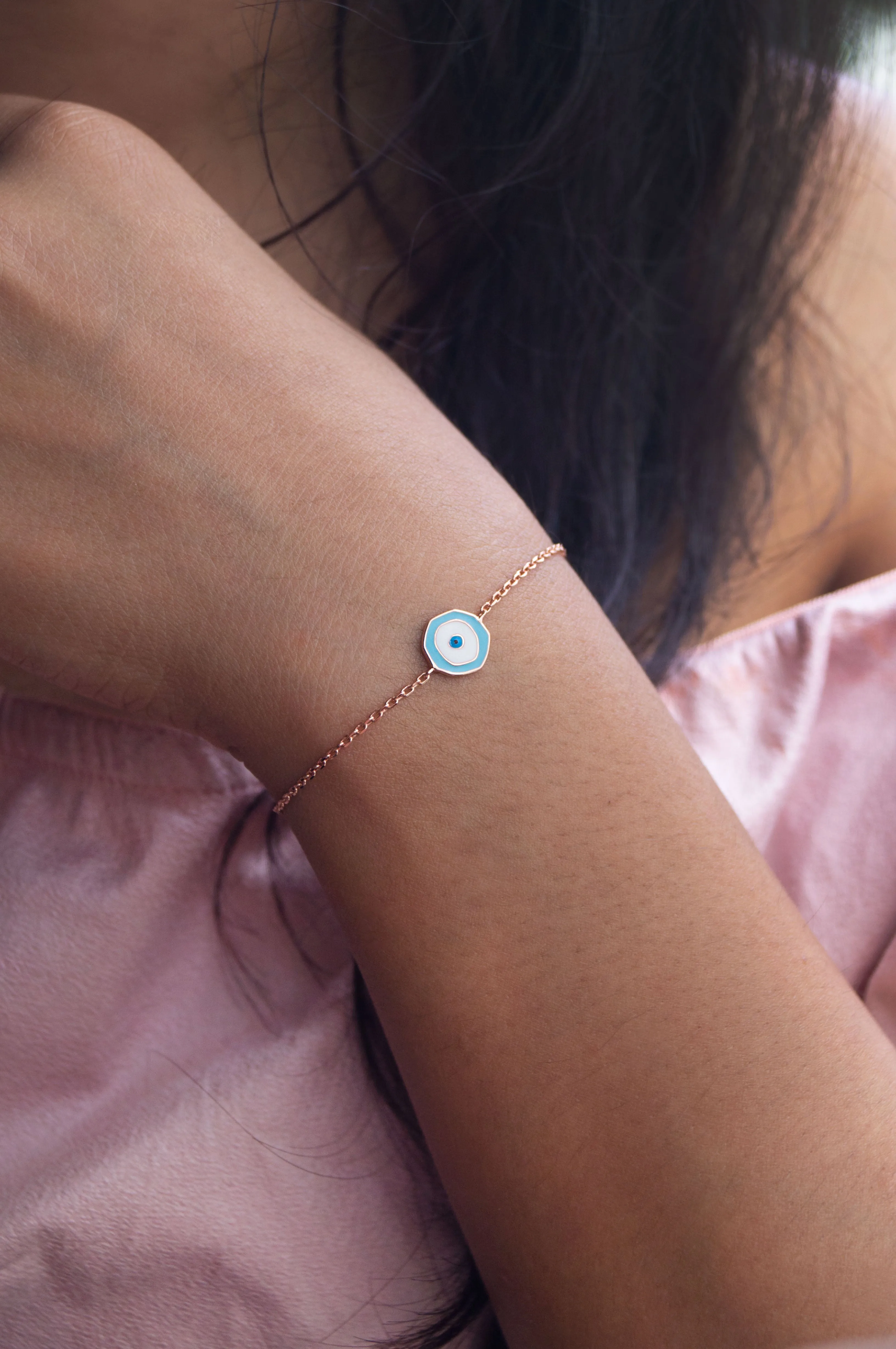 Unconventional Evil Eye Sterling Silver Chain Bracelet