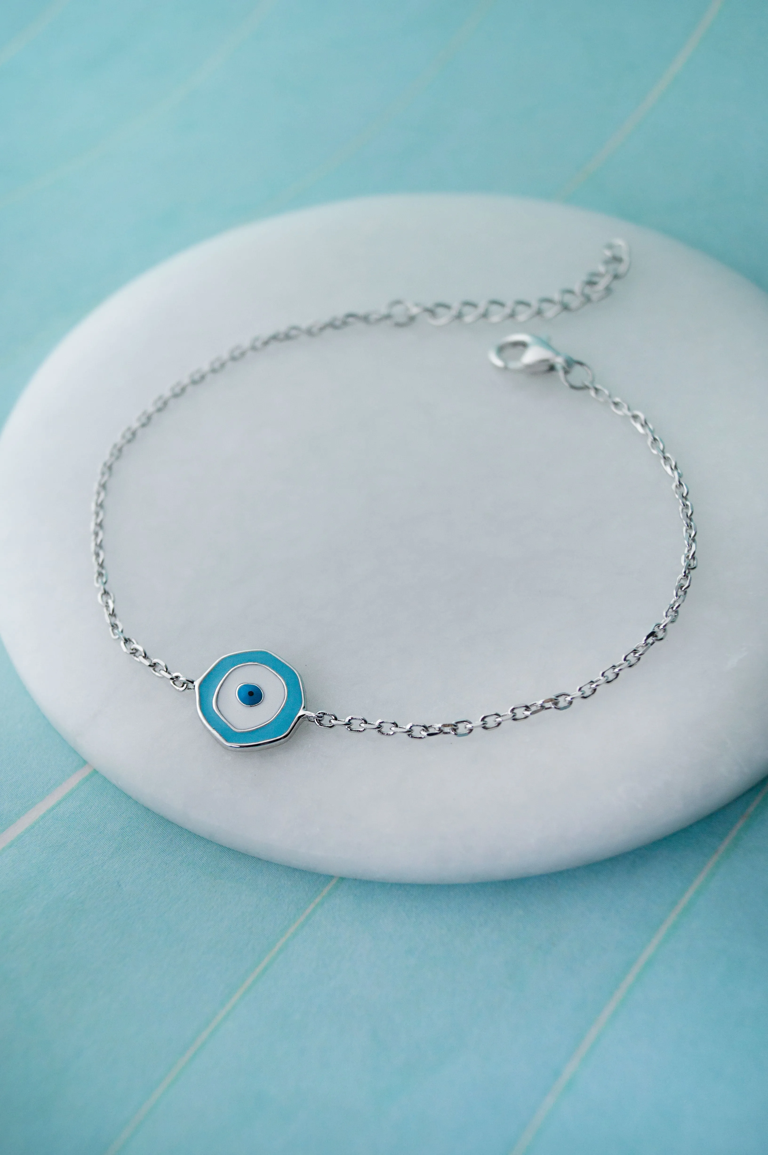 Unconventional Evil Eye Sterling Silver Chain Bracelet