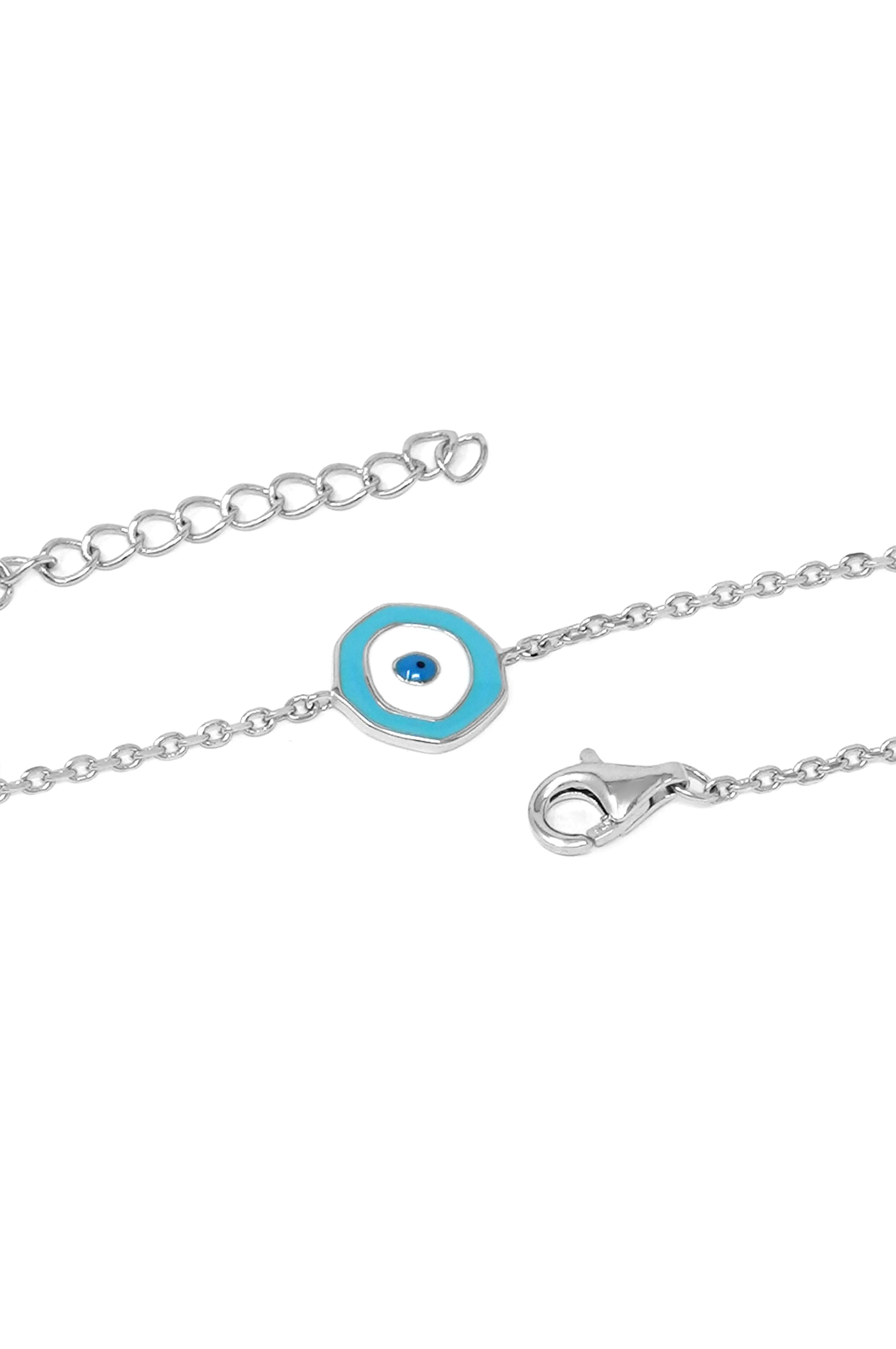 Unconventional Evil Eye Sterling Silver Chain Bracelet
