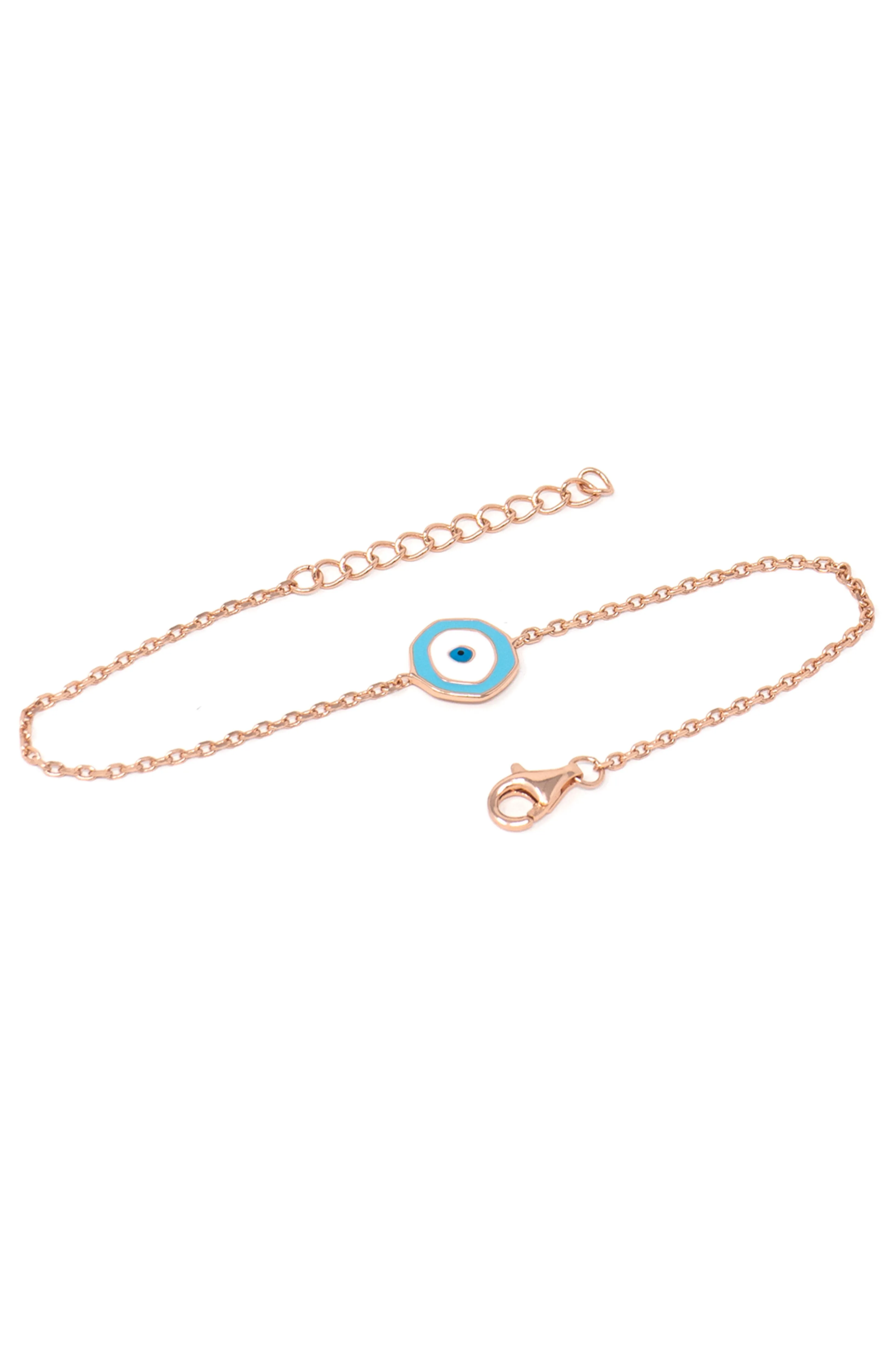 Unconventional Evil Eye Sterling Silver Chain Bracelet