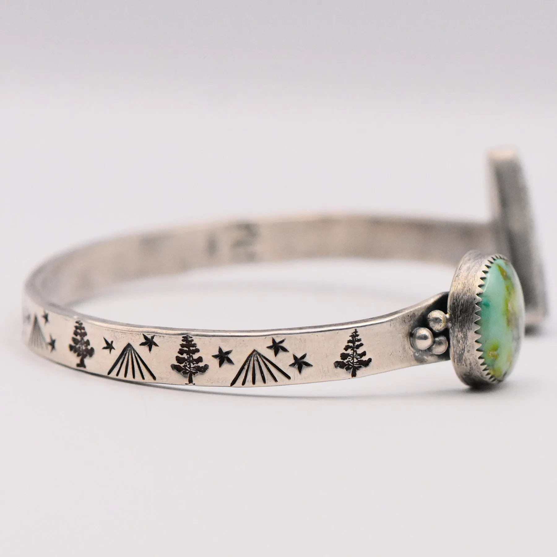 Verde Valley & White Buffalo Turquoise Sterling Silver Reverse Cuff