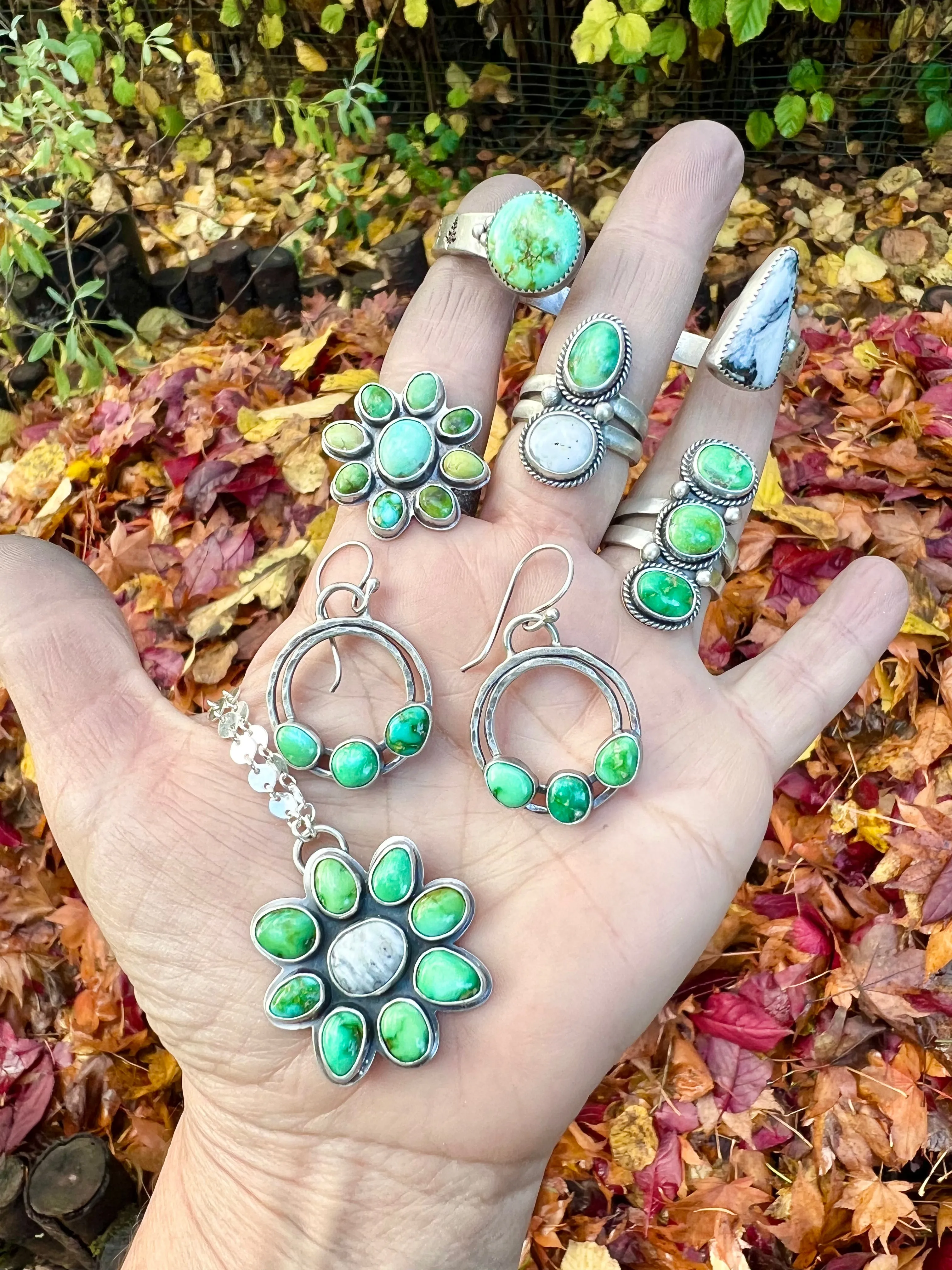 Verde Valley & White Buffalo Turquoise Sterling Silver Reverse Cuff