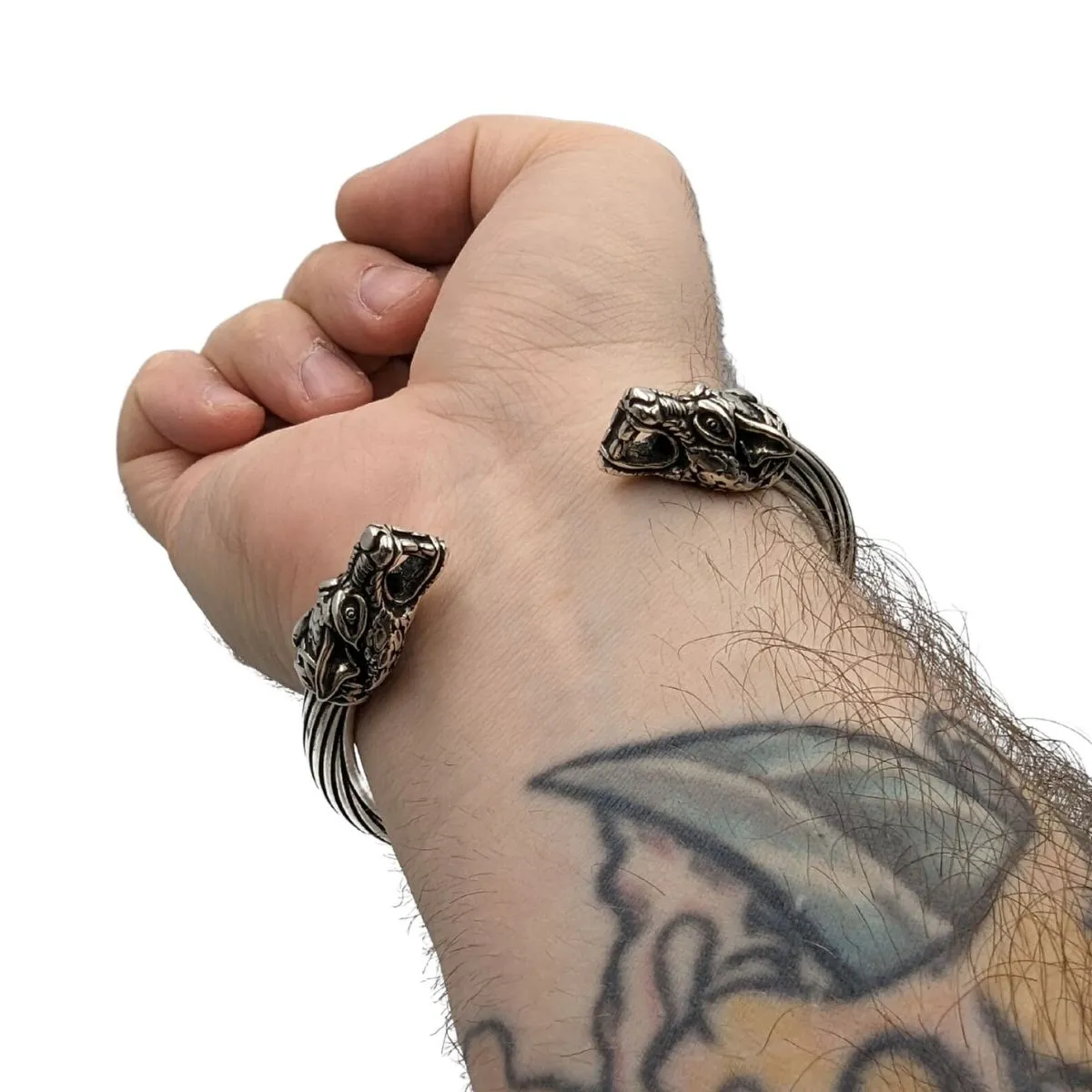 Viking wolf arm ring bracelet from silver