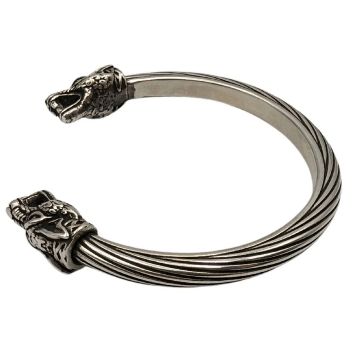 Viking wolf arm ring bracelet from silver