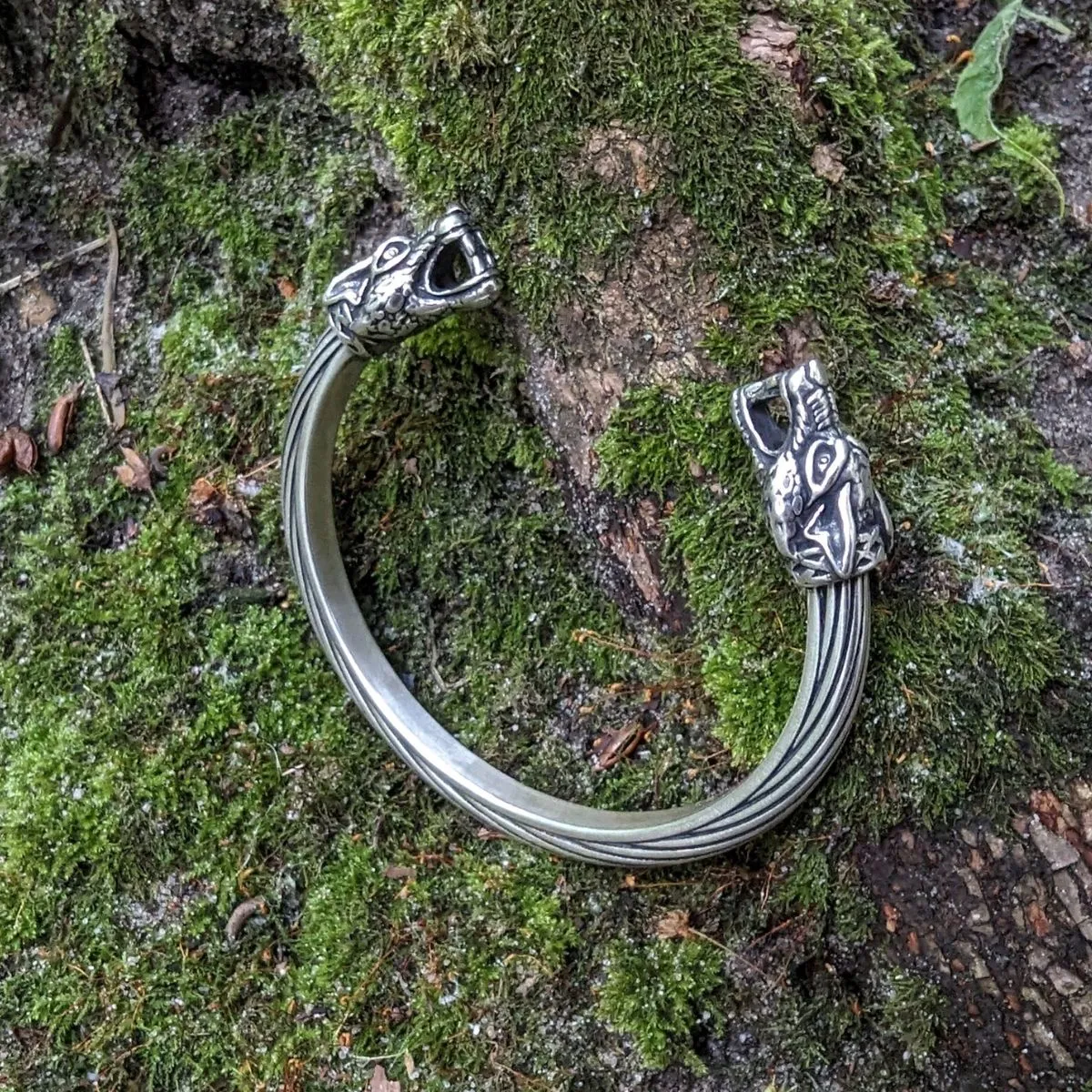 Viking wolf arm ring bracelet from silver