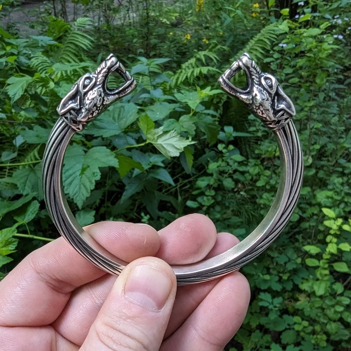 Viking wolf arm ring bracelet from silver