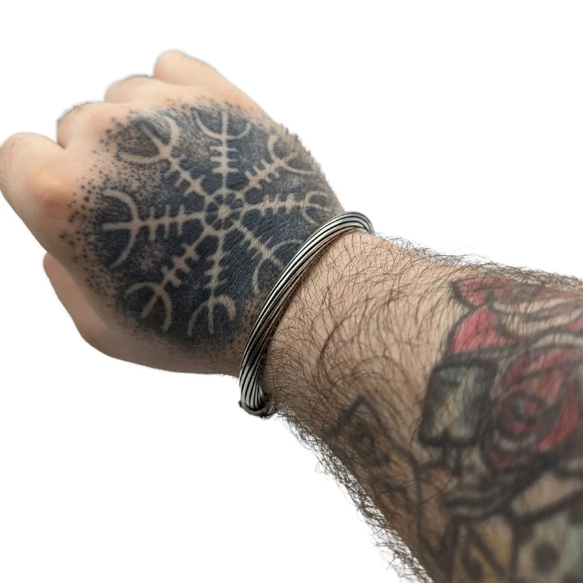 Viking wolf arm ring bracelet from silver