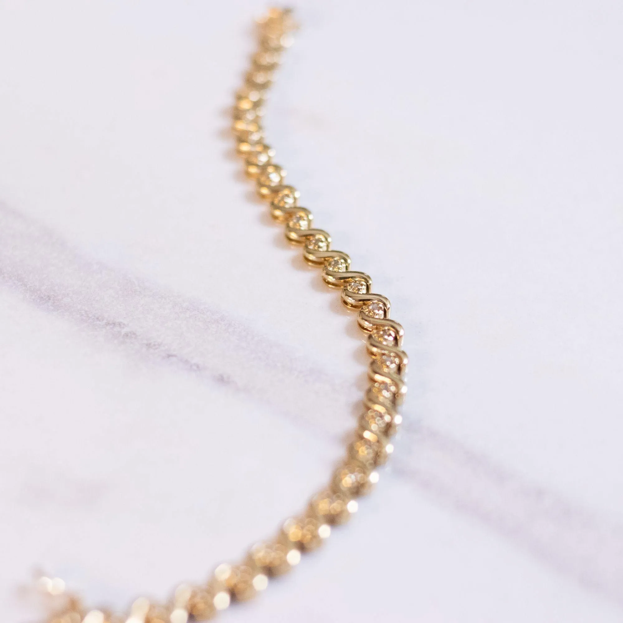 Vintage 18kt Gold Plated Tennis Bracelet with Cubic Zirconias
