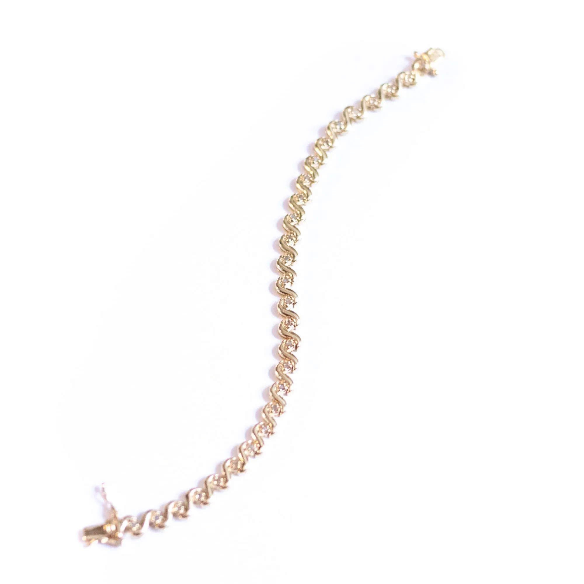 Vintage 18kt Gold Plated Tennis Bracelet with Cubic Zirconias