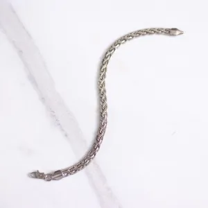 Vintage Sterling Silver Flat Link Braided Bracelet
