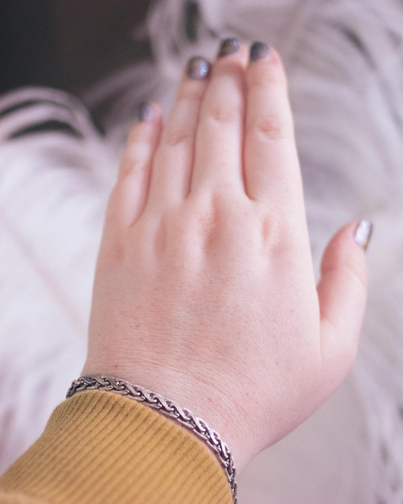 Vintage Sterling Silver Flat Link Braided Bracelet
