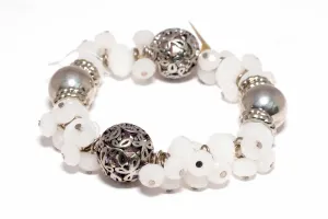 White & Metallic Beaded Bracelet