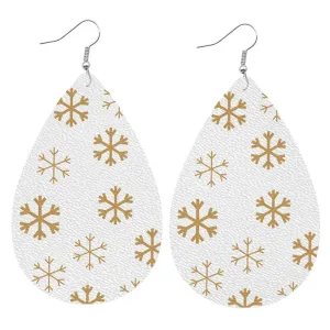 White & Silver-Plated Snowflakes Drop Earrings