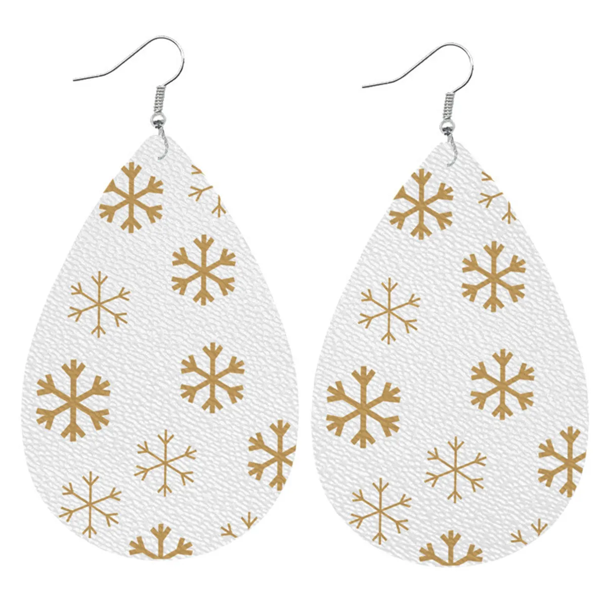 White & Silver-Plated Snowflakes Drop Earrings