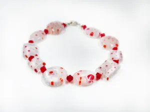 White and Red Flower Bracelet