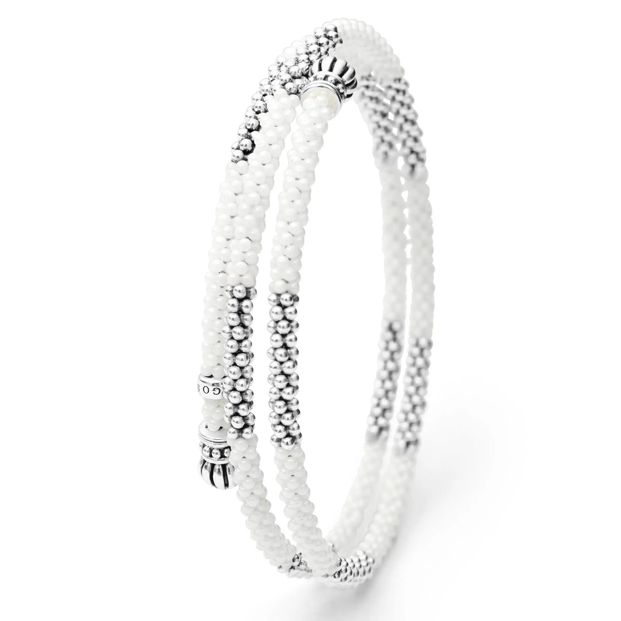 White Caviar White Ceramic Beaded Wrap Bracelet