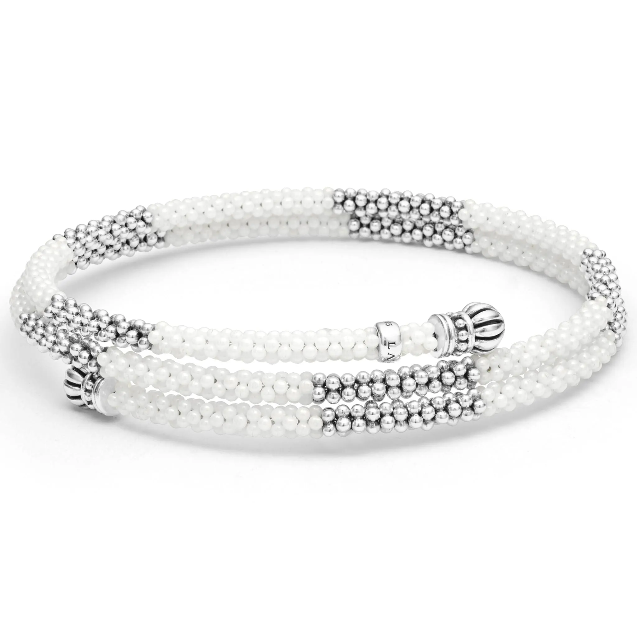White Caviar White Ceramic Beaded Wrap Bracelet