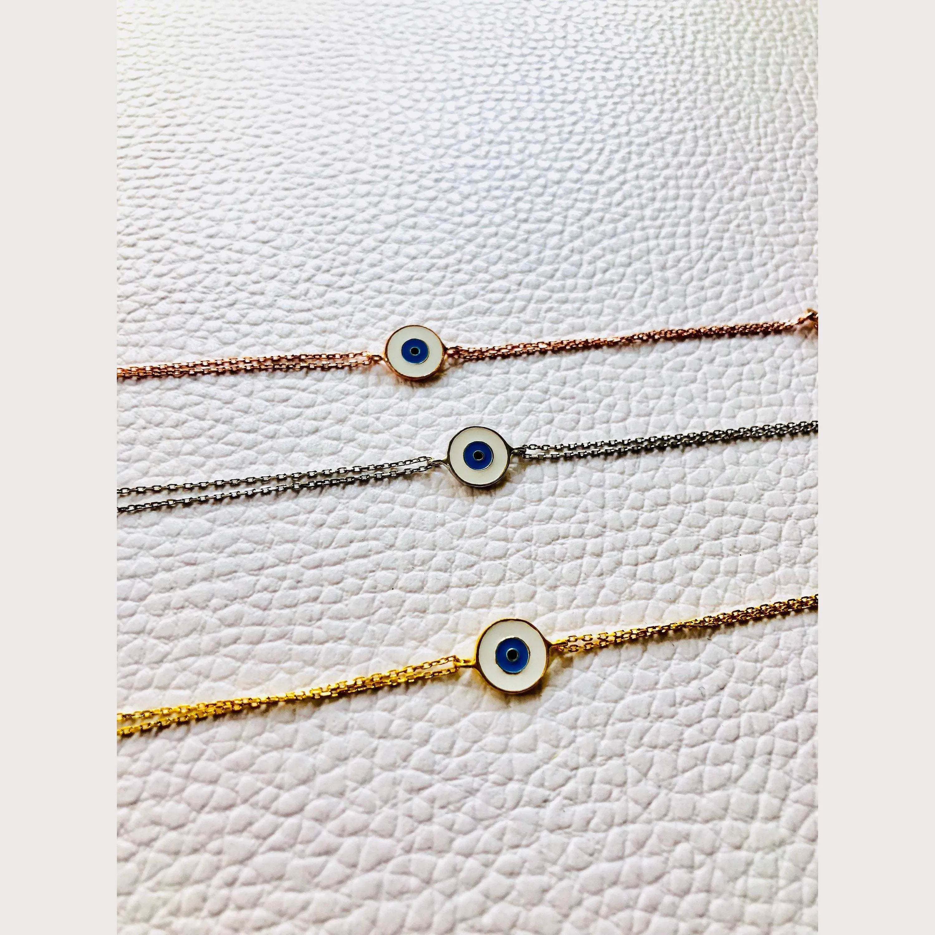 White Enamel Eye Bracelet