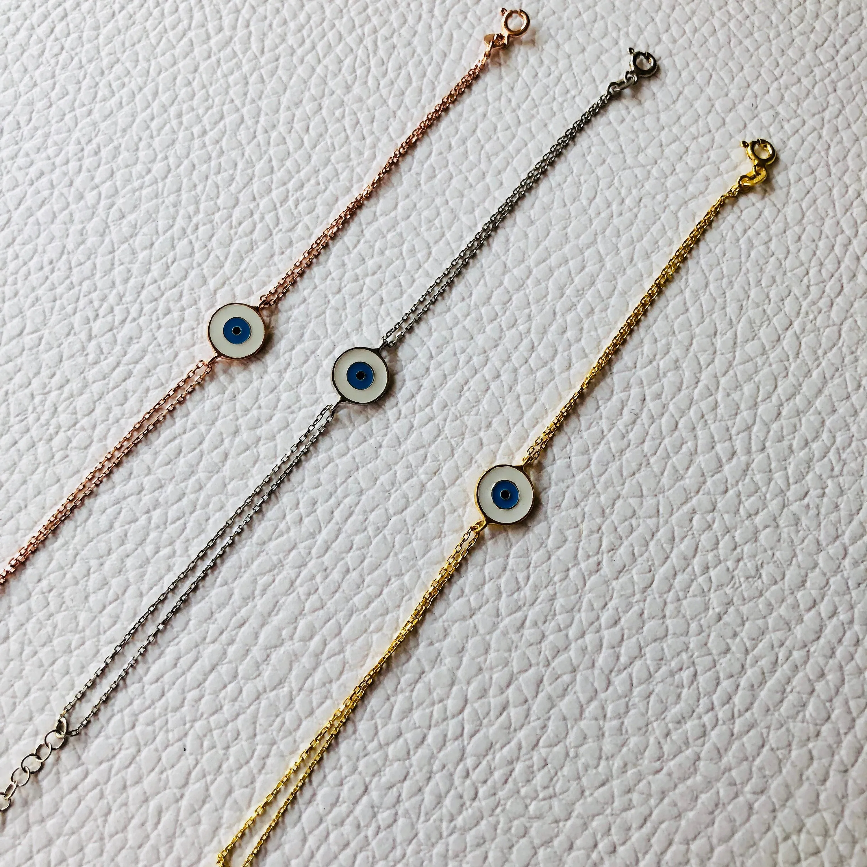 White Enamel Eye Bracelet
