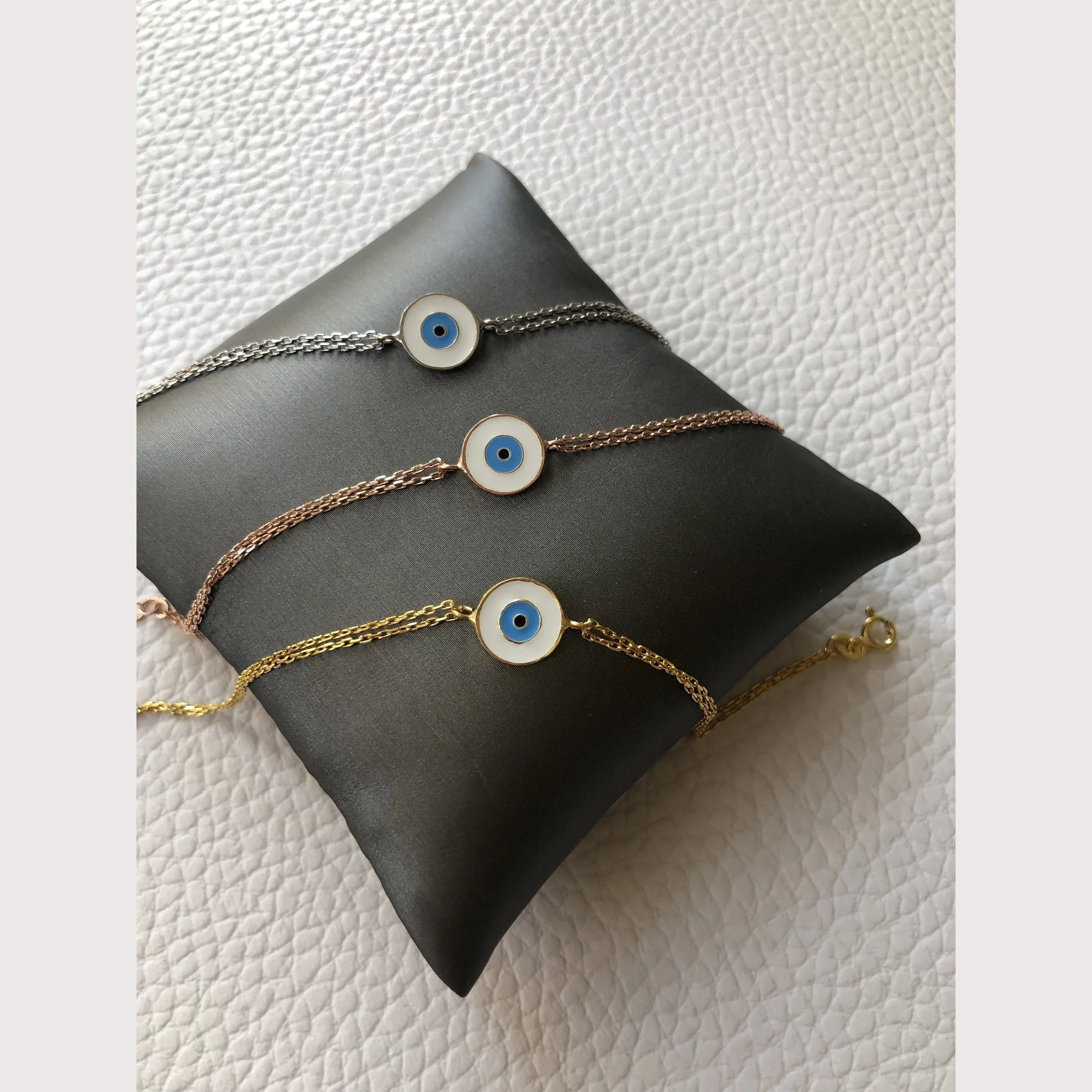 White Enamel Eye Bracelet