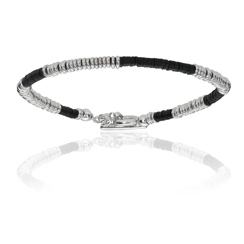 White Gold and Black Bracelets Gift Idea for him