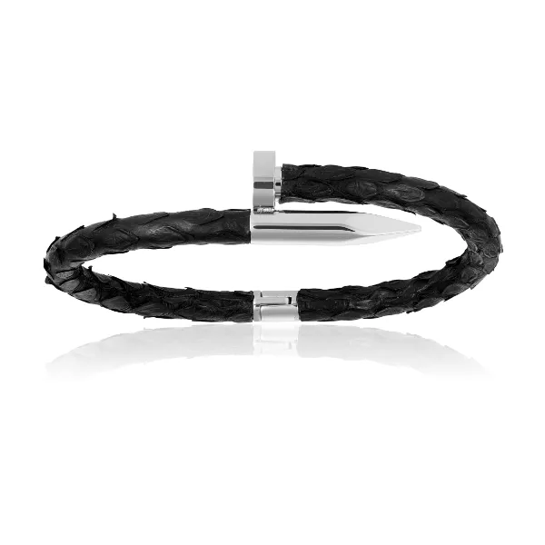 White Gold and Black Bracelets Gift Idea for him
