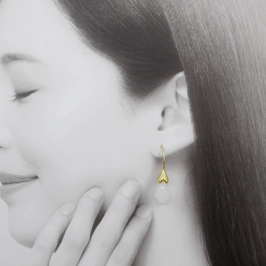 White Jade Orchid Earrings