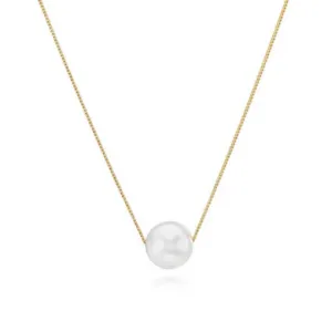 White Pearl Blessing Necklace In Gold-Filled